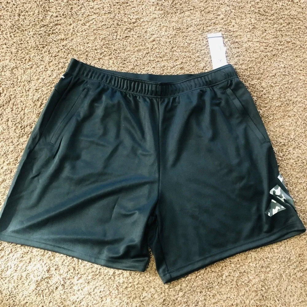 Adidas Mens 2XL Black Aeroready Camo Logo Athletic Training Shorts 7 Inch Inseam